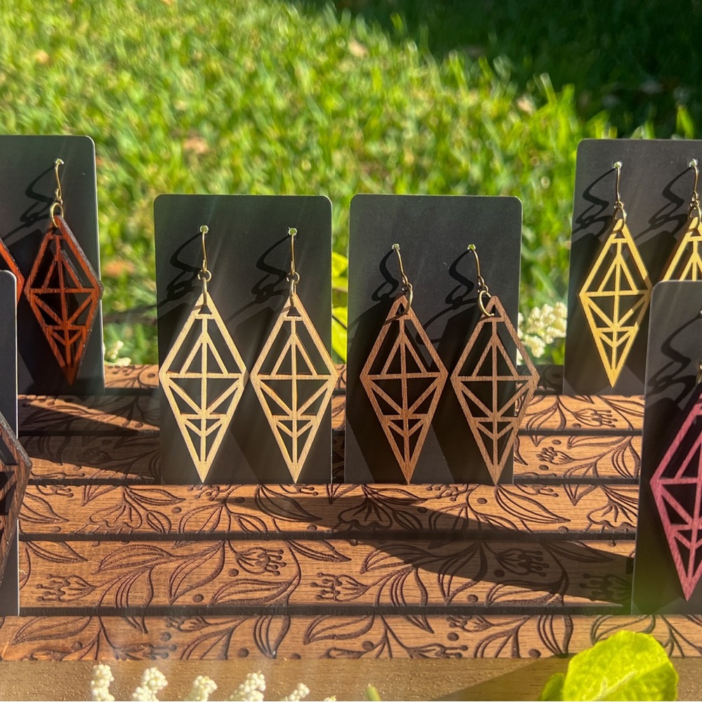 Light weight natural wood earrings